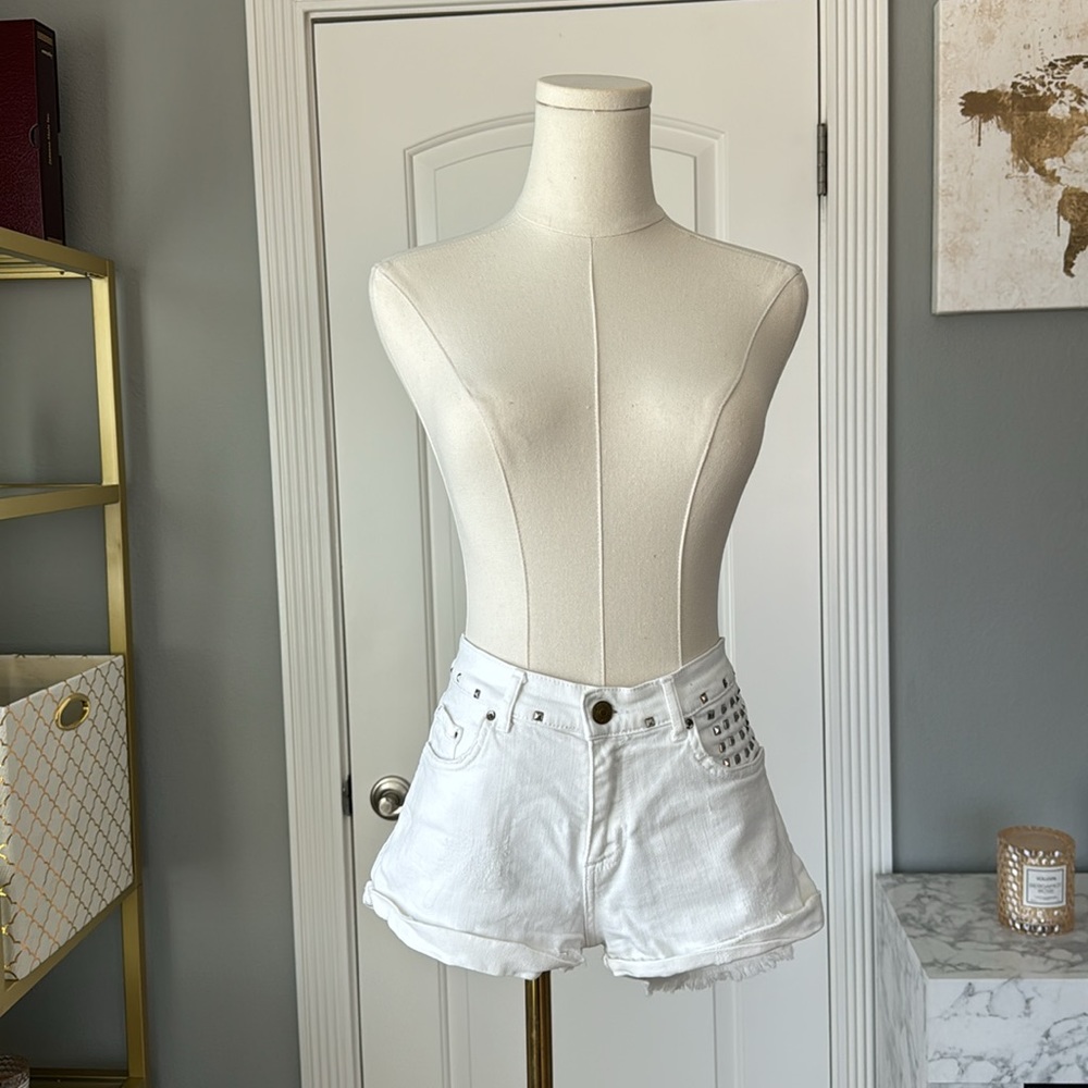 ZARA | Distressed Embellished Denim Shorts